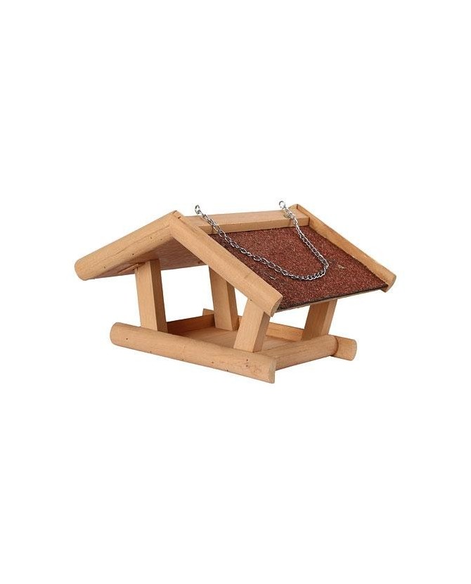 Mangeoire Pour Oiseaux En Pin Certifié FSC - Dimensions 20x16x18 Cm, Avec Barre De Repos