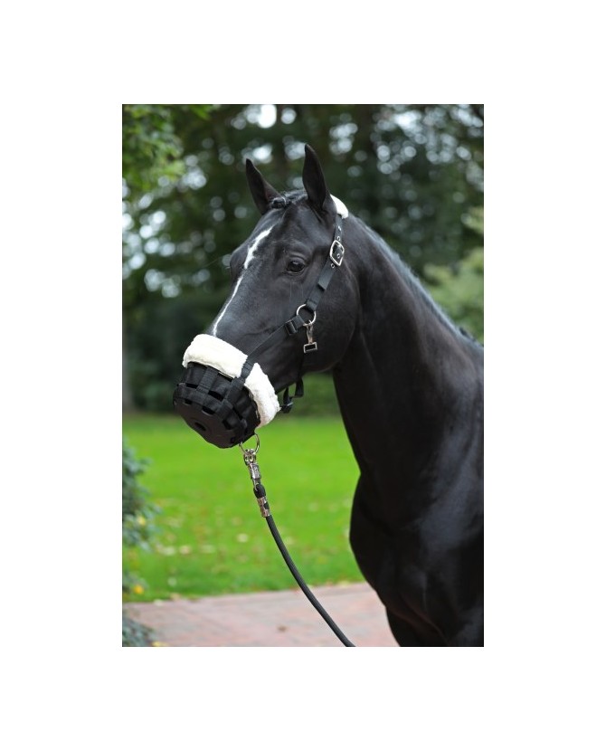 Museau De Pâturage Pour Cheval Et Poney HY - Nylon Et Polaire, Réduit L'herbe (Noir)