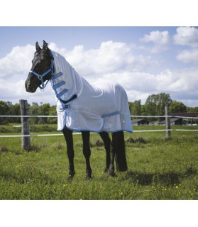 Chemise filet Combo” RIDING WORLD blanc et bleu ciel Taille 6'3 pour la protection de votre Cheval