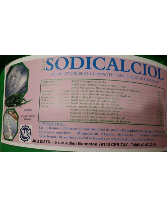 Sodicalciol Equin Aliment minéral compacte pour Cheval x 10 kg