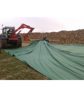 VELITEX Bâche Toile non tisée SUBTEX 140 VERT 10.4 x 12.50 m pour stocker foin paille miscanthus bois betteraves pommes de terre