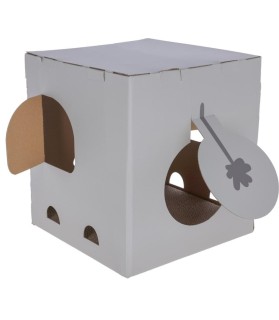 Maison griffoir Eléphant grise en carton 35 x 35 x 39 cm pour Chat