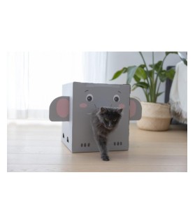 Maison griffoir Eléphant grise en carton 35 x 35 x 39 cm pour Chat