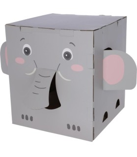 Maison griffoir Eléphant grise en carton 35 x 35 x 39 cm pour Chat