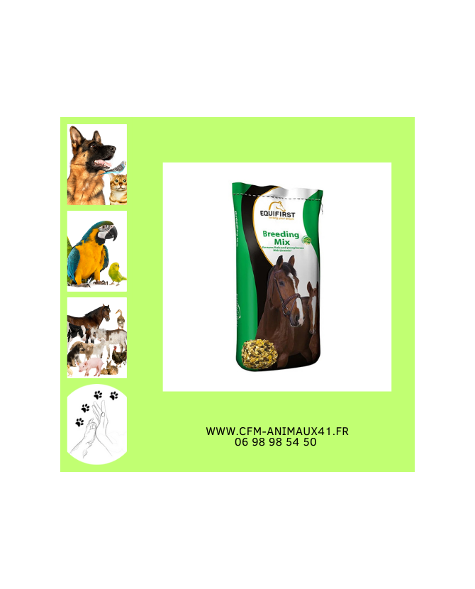 Aliment Floconné Breeding Mix EQUIFIRST pour jument en gestation lactation poulain et jeune cheval x 20 kg CFM Animaux 41