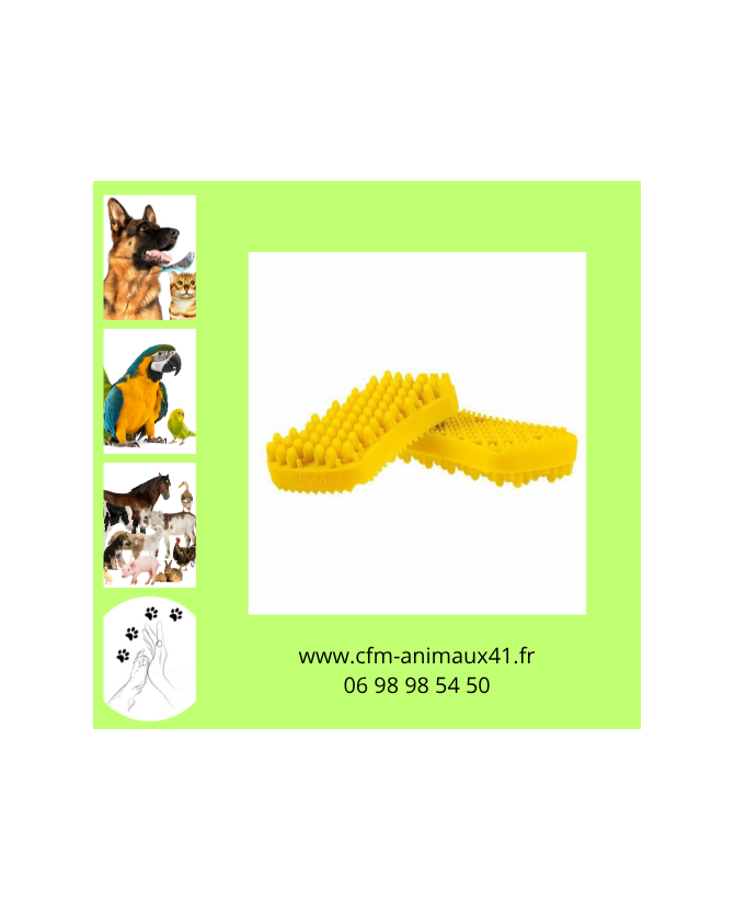 Brosse jaune universelle PET+ME nettoie masse brosse et caresse pour Chien et Chat CFM Animaux 41 à Conan 41290