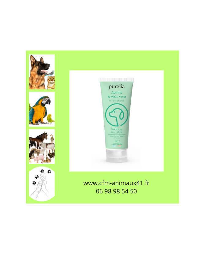Shampoing PURALIA tout pelage Avoine et Aloe vera pour Chien x 250 ml CFM Animaux 41 à Conan 41290
