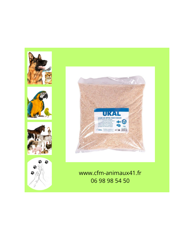 Sciure de hêtre UKAL pour fumage x 1 kg CFM Animaux 41 à Conan 41290