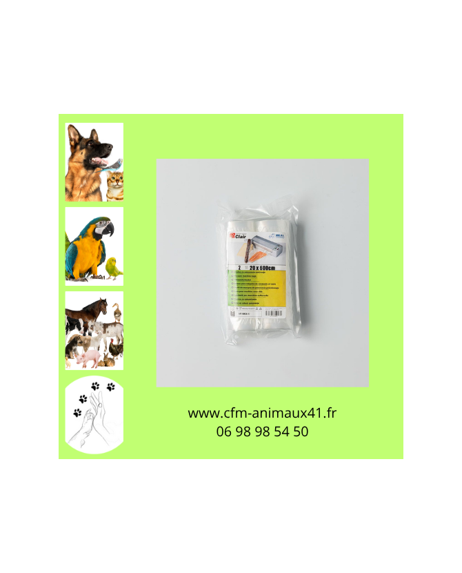 Rouleau pour mise sous vide 20 x 600 cm x 2 CFM Animaux41 à Conan 41290