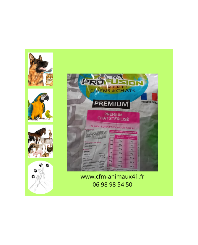 Croquette PROFUSION Premium pour Chat Sterilise x 4 kg CFM Animaux 41 à Conan 41290